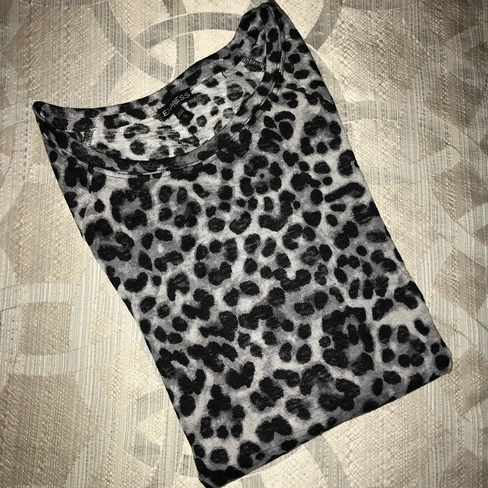 Express Grey Leopard blouse